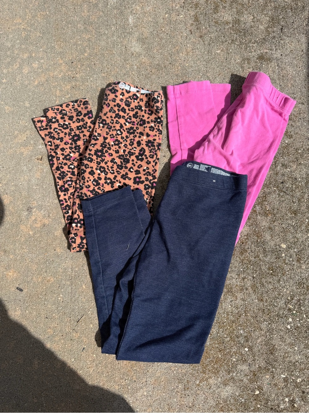 wonder nation Girls Three-Pack Leggings - Pink, Navy & Leopard
